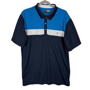 Callaway Polo Shirt Mens XL Blue Opti-Dri Short Sleeve Collared Performance